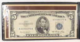 1953 $5 Blue Seal Silver Certificate & 1963 $5 Red Seal Note