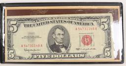 1953 $5 Blue Seal Silver Certificate & 1963 $5 Red Seal Note