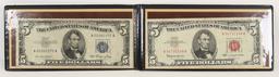 1953 $5 Blue Seal Silver Certificate & 1963 $5 Red Seal Note