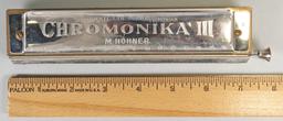 1930s-40s M. Hohner Chromonika III 16 Reed In Red Case