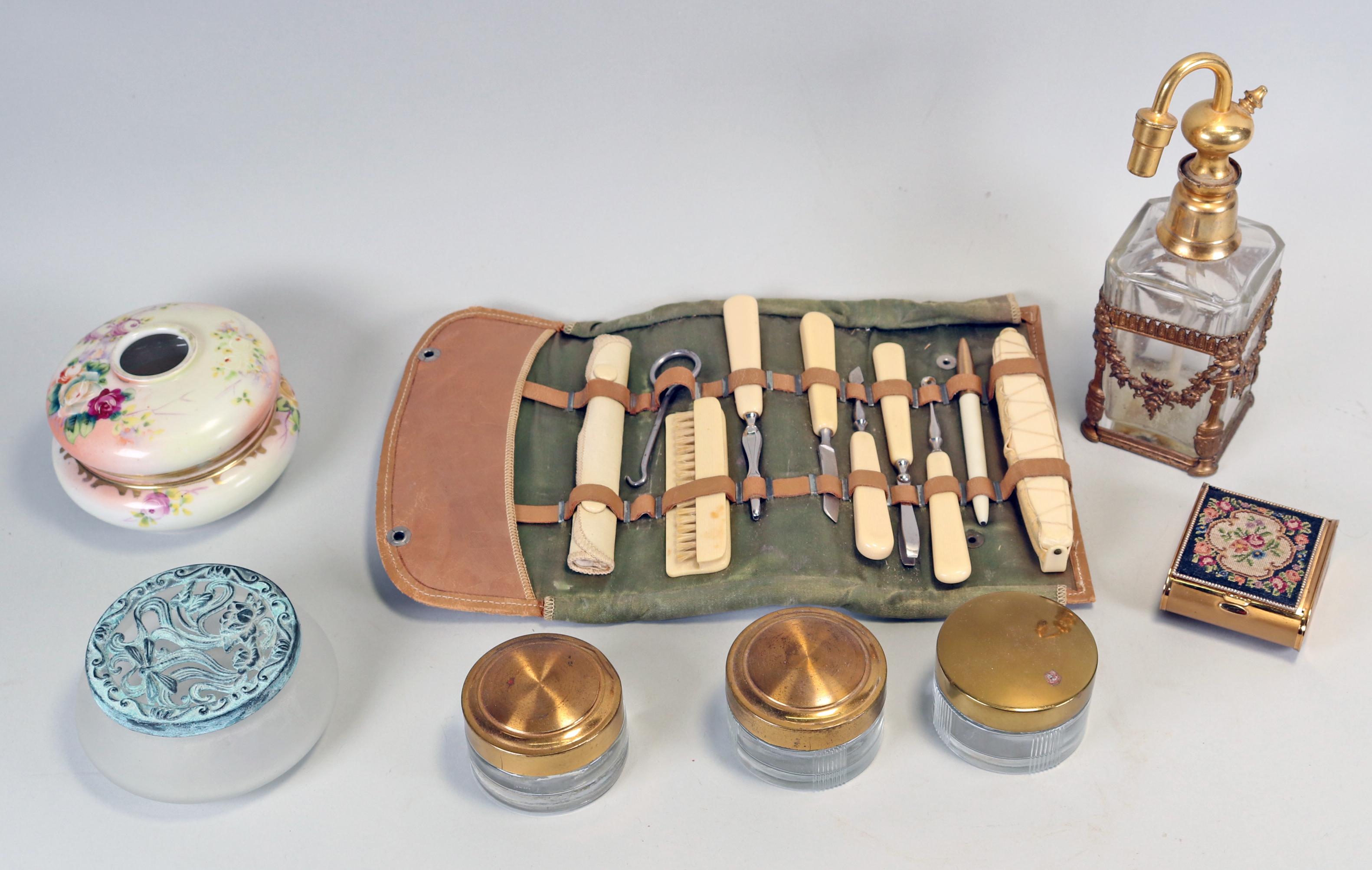 Vintage Celluloid Dresser Set & Vanity Items