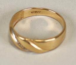 14k Men's Ring w/ Diagonal Pattern - Accent, Sz. 11, 3.2 Grams