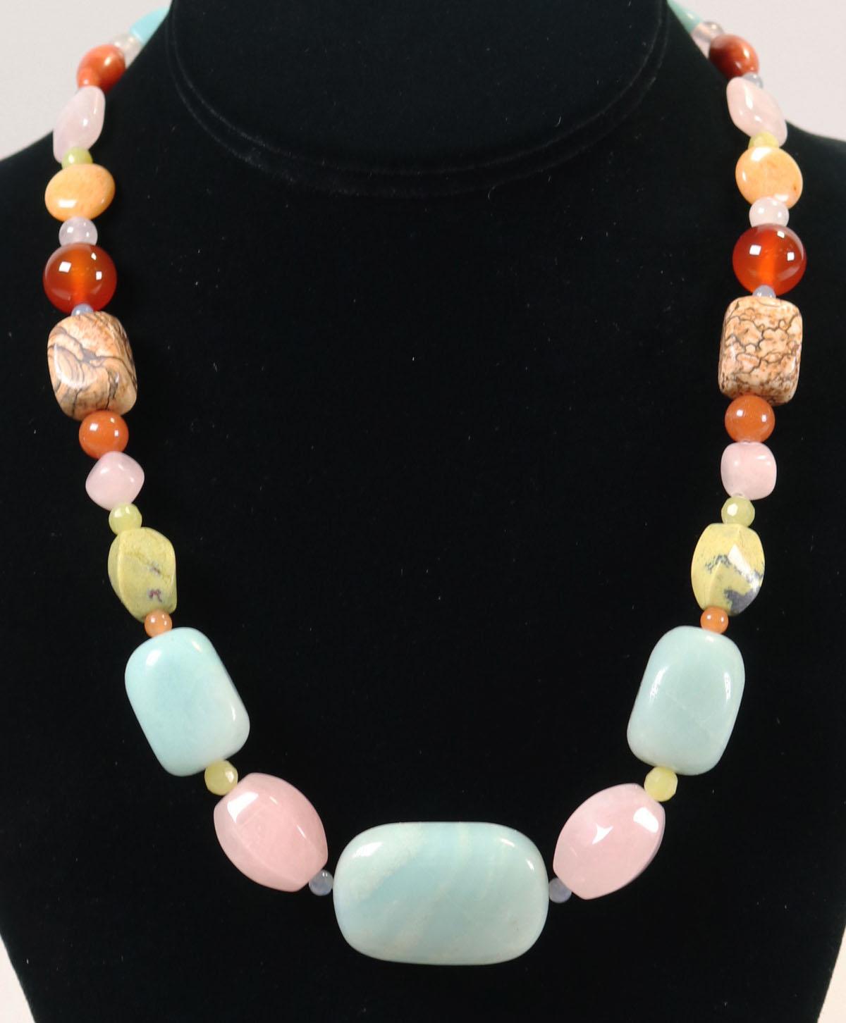 Multi Colored Gemstone Graduated Necklace