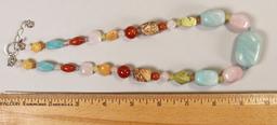 Multi Colored Gemstone Graduated Necklace