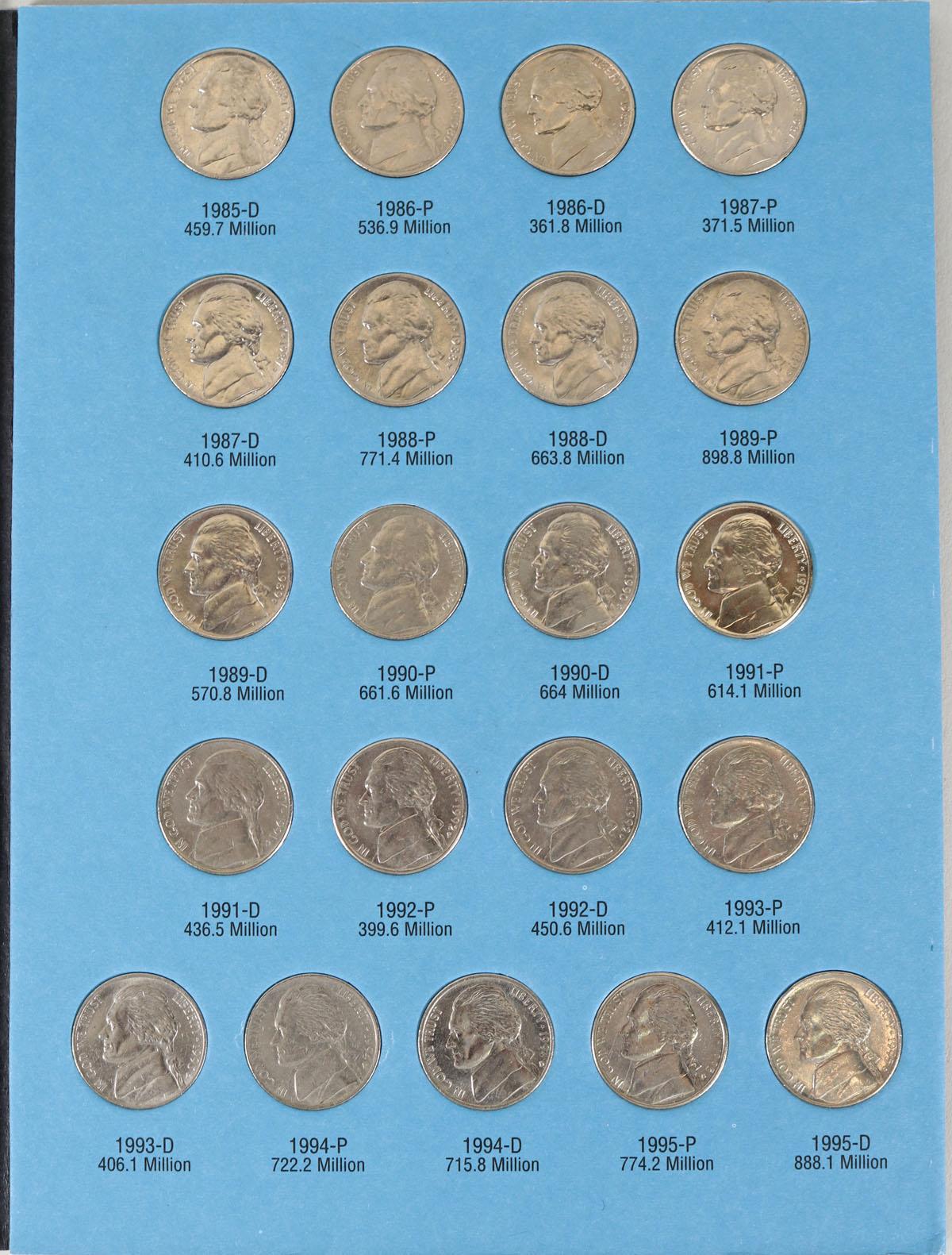 2 Jefferson Nickel Books; 1938 to 1961 & 1962 to 1995