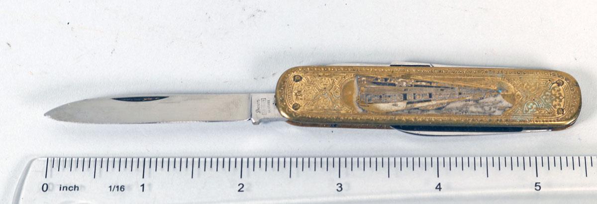 Dresen Solingen  Brass Ornate "Wabash Train" Knife, Germany