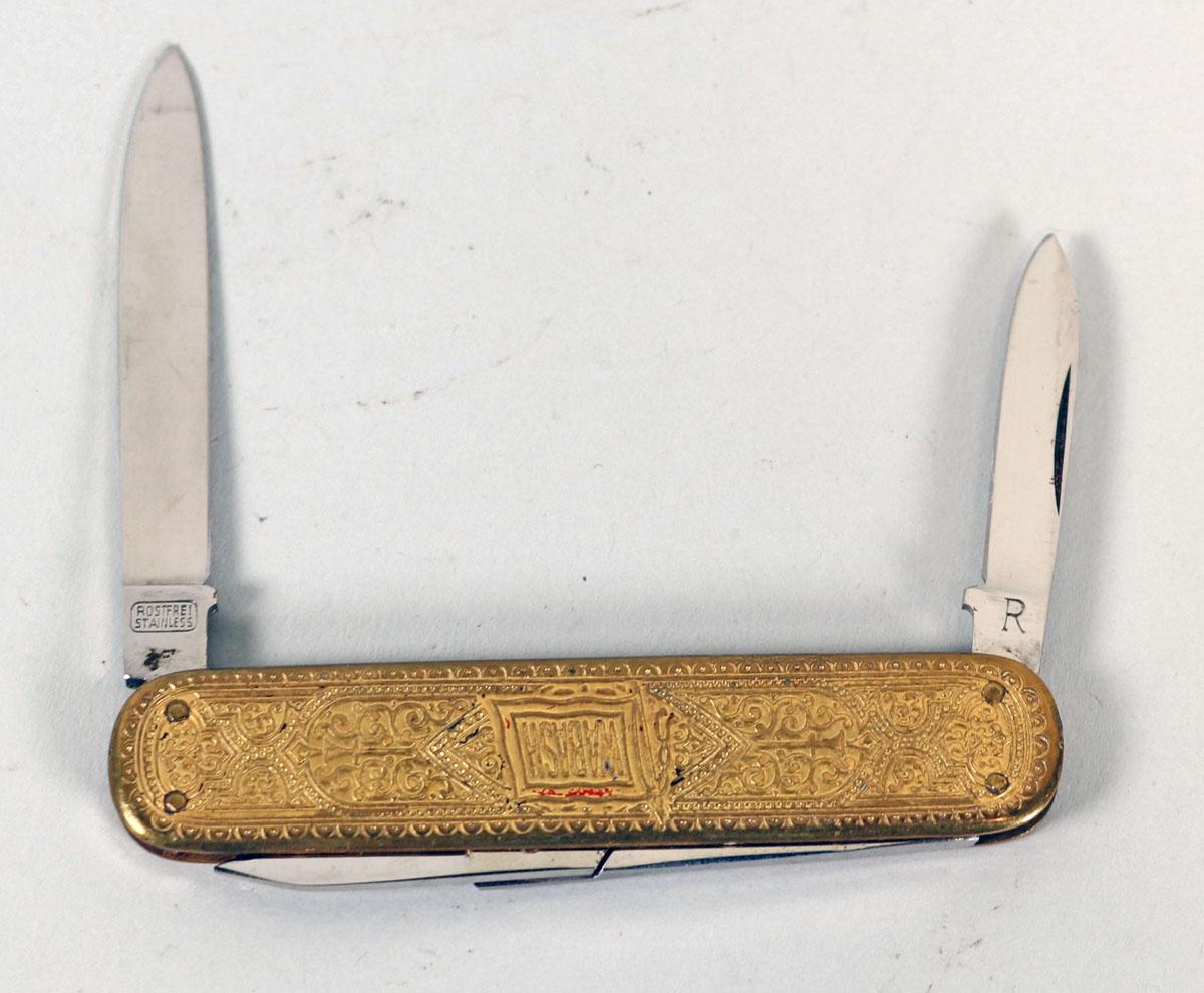 Dresen Solingen  Brass Ornate "Wabash Train" Knife, Germany