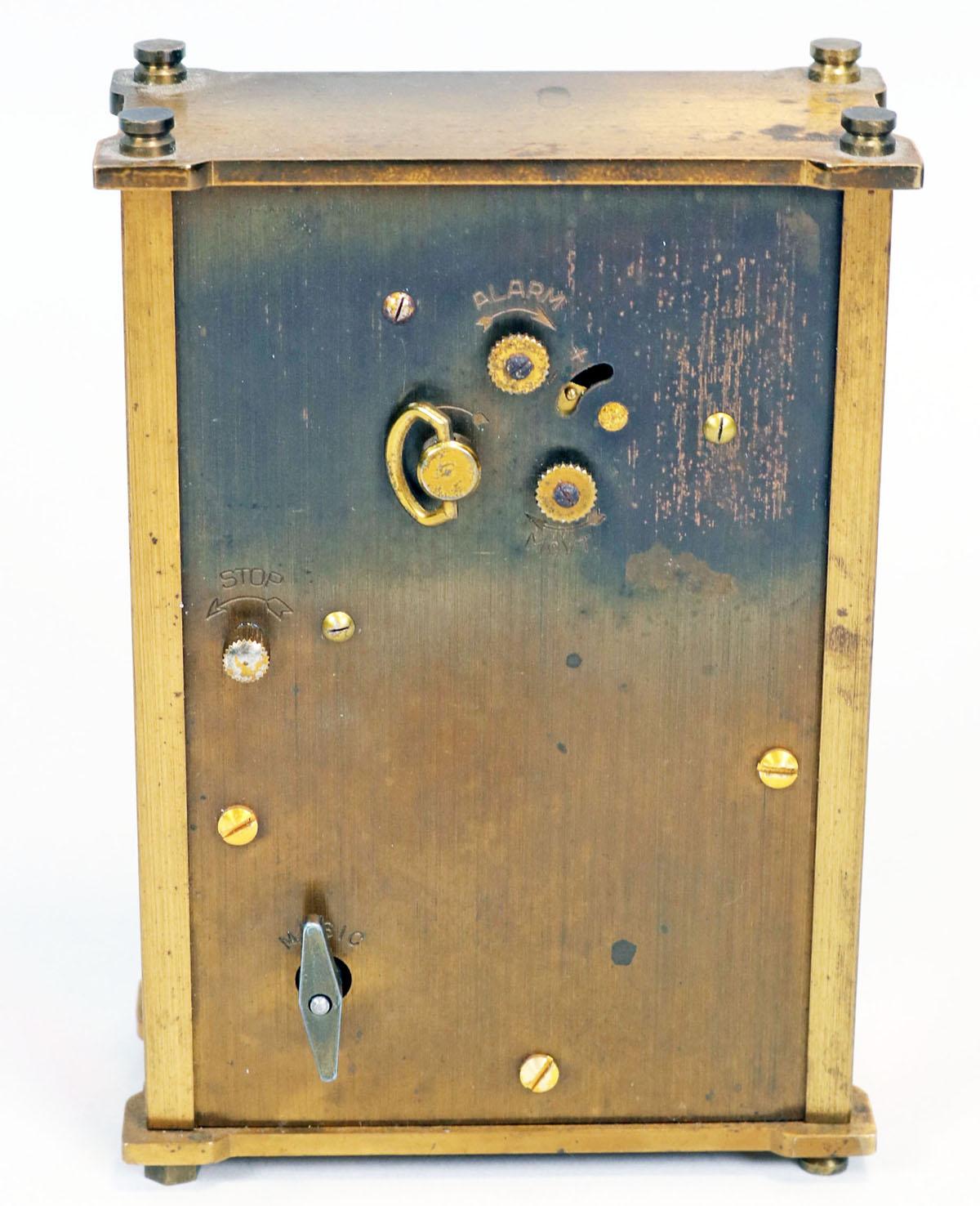 Jaeger-LeCoultre Swiss #2161 Brass Butterfly Musical Alarm Clock, Circa 1960