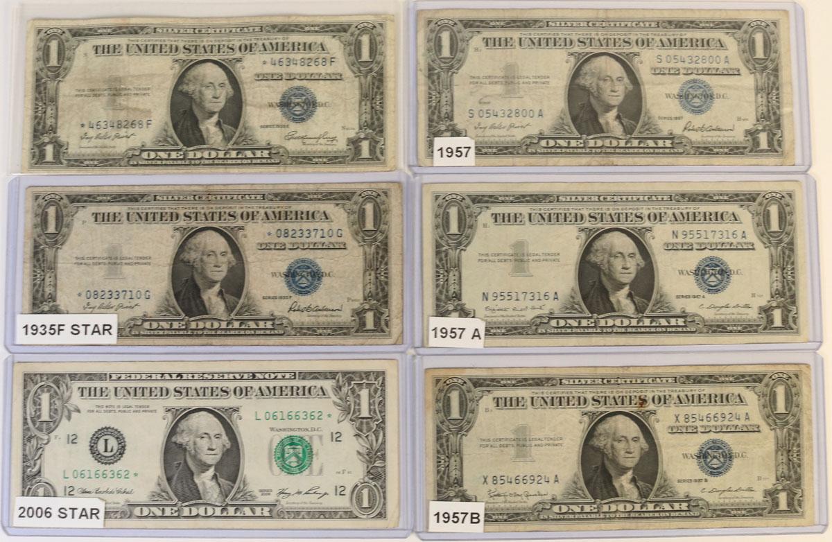 1935 E & F $1 Blue Seal Silver Certificate Star Notes, 2006 $1 Star Note &