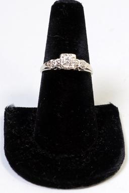 14K White Gold Diamond Ring, Sz. 9