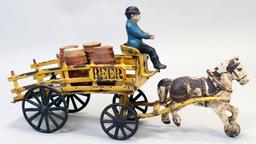 Rare Antique Wilkins Cast Iron Beer Wagon W/Horse & Driver