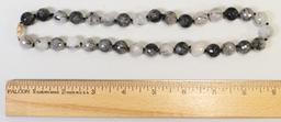 Multi Strand Black/White Pearl Style Necklace & Black Tourmilated Style Necklace