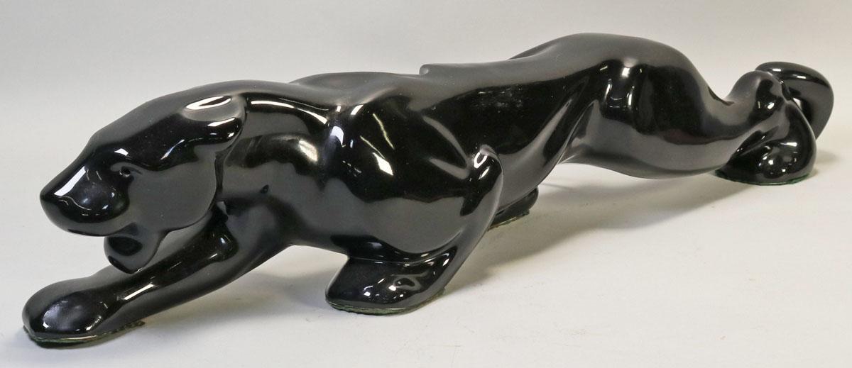 Vintage 1950's Ceramic Black Panther TV Lamp