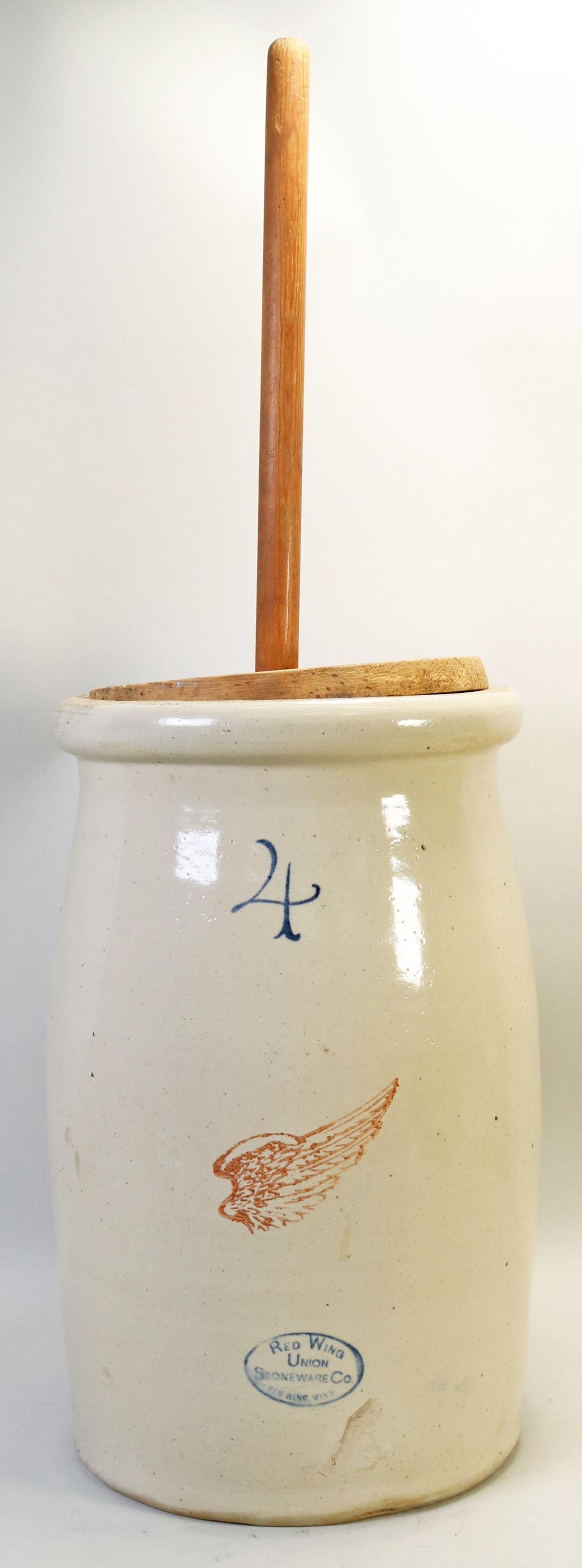 Vintage Red Wing Union Stoneware Pottery 4 Gallon Butter Churn Crock