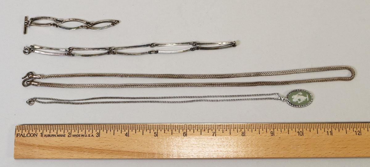 Wedgewood Pendant & Sterling Necklace, 2 - 925 Necklaces & Bracelet