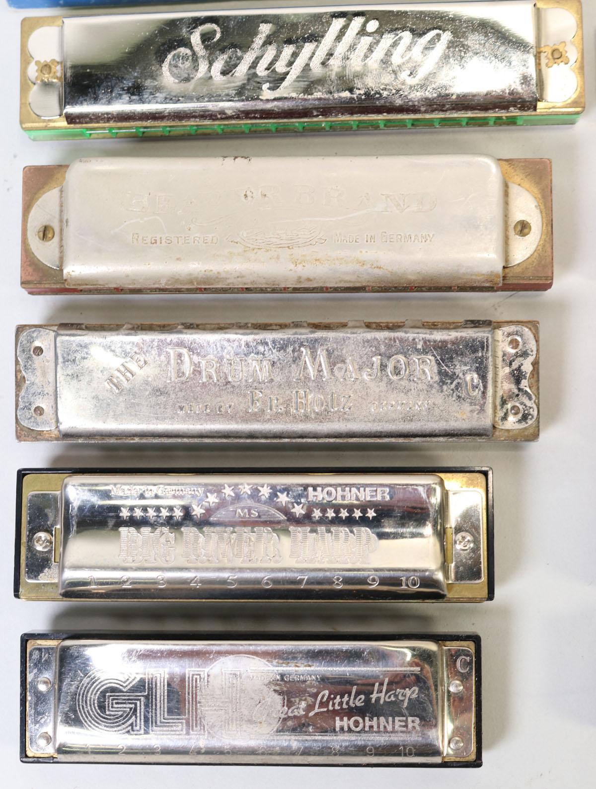 10 Harmonicas; Schylling, Coca Cola, Swing Band & More