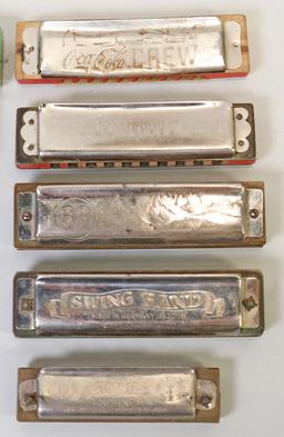 10 Harmonicas; Schylling, Coca Cola, Swing Band & More