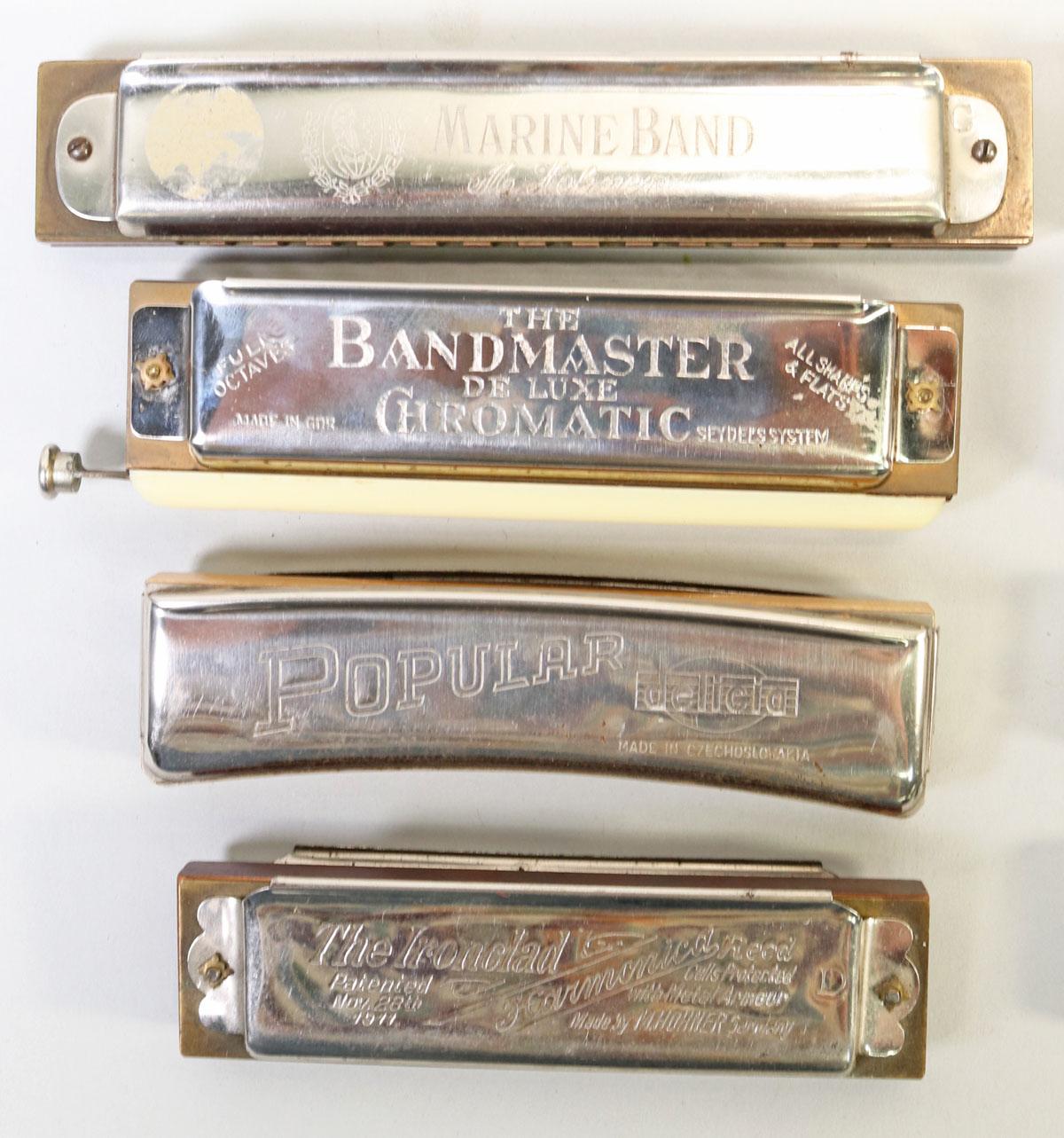 8 Harmonicas; Marine Band, Bandmaster Deluxe, Popular & More