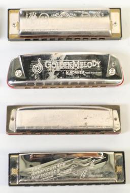 8 Harmonicas; Marine Band, Bandmaster Deluxe, Popular & More