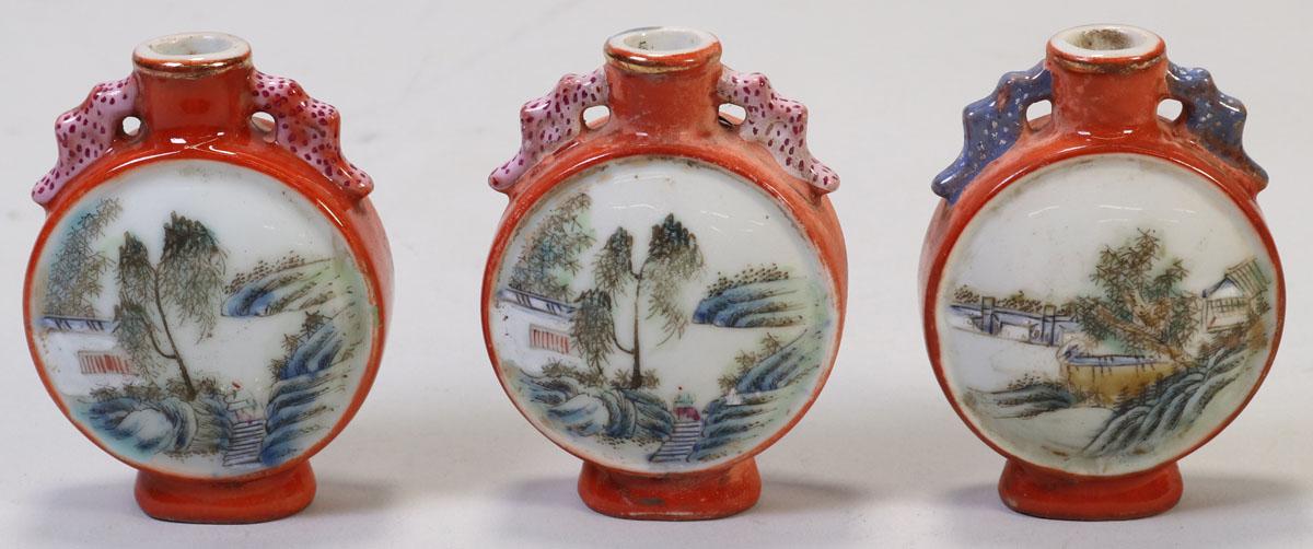 3 Chinese Famille Rose Snuff Bottles