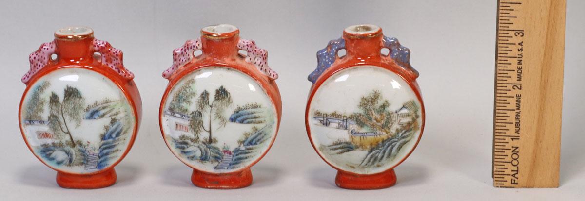 3 Chinese Famille Rose Snuff Bottles