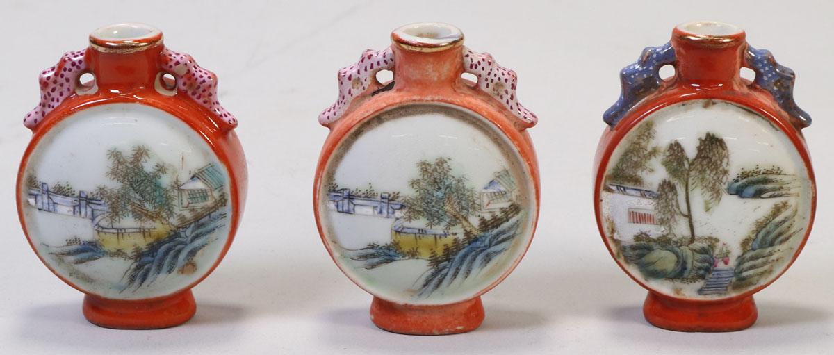 3 Chinese Famille Rose Snuff Bottles