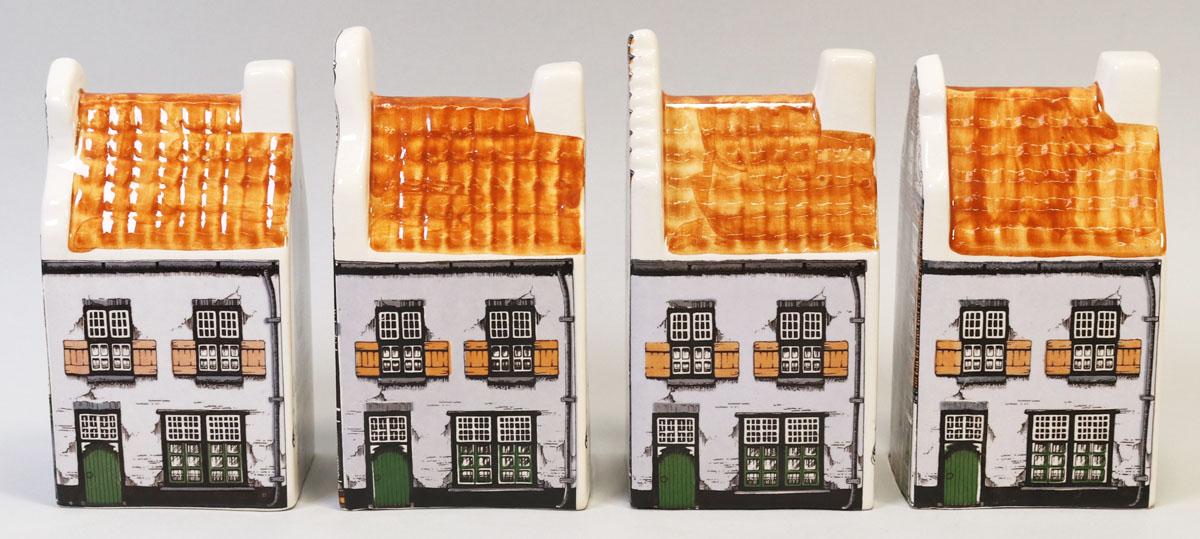 4 Old Dutch Handpainted Houses,  Made In Holland