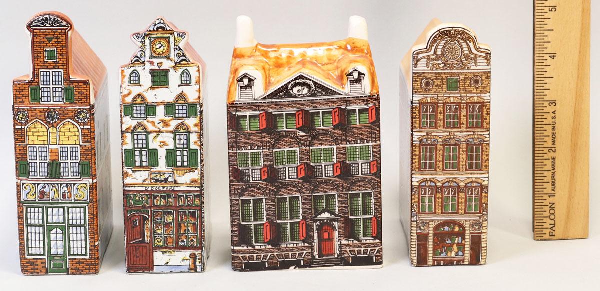 4 Delft Handpainted Holland Houses