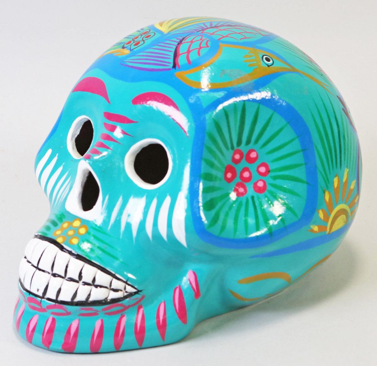 Mexican Day Of The Dead Ceramic Skull Lantern