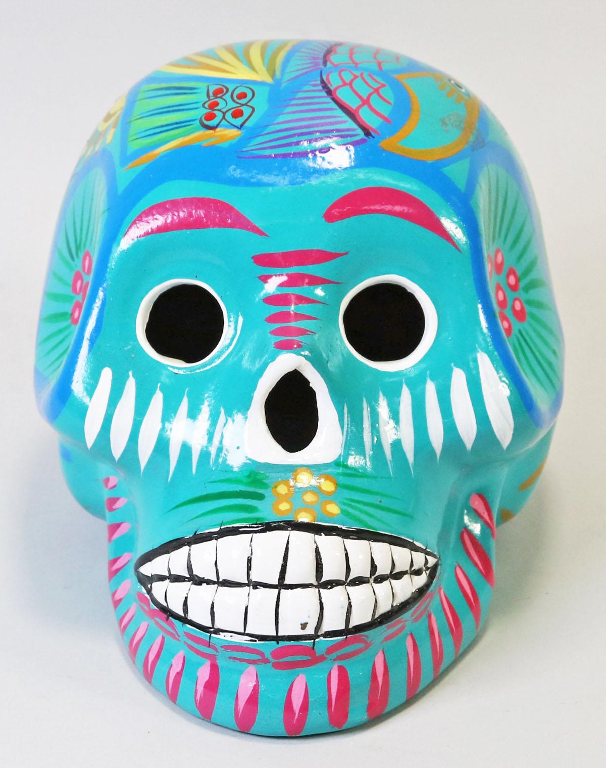 Mexican Day Of The Dead Ceramic Skull Lantern