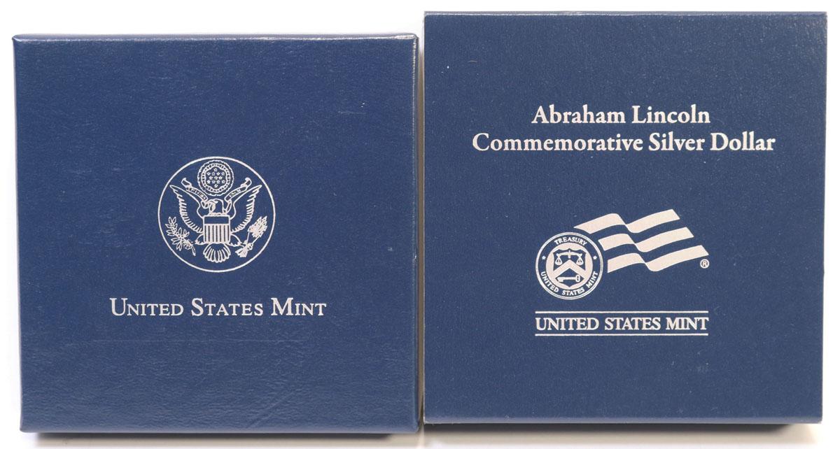 2009 Abraham Lincoln Commemorative Silver Dollar, W/Box & COA