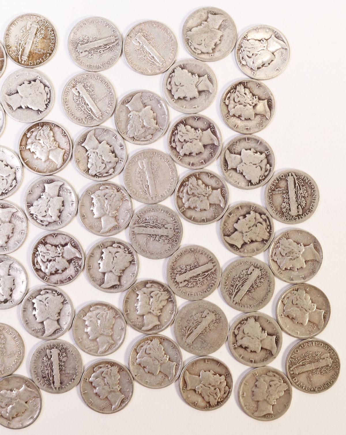 50 Mercury Silver Dimes Various Dates/Mints