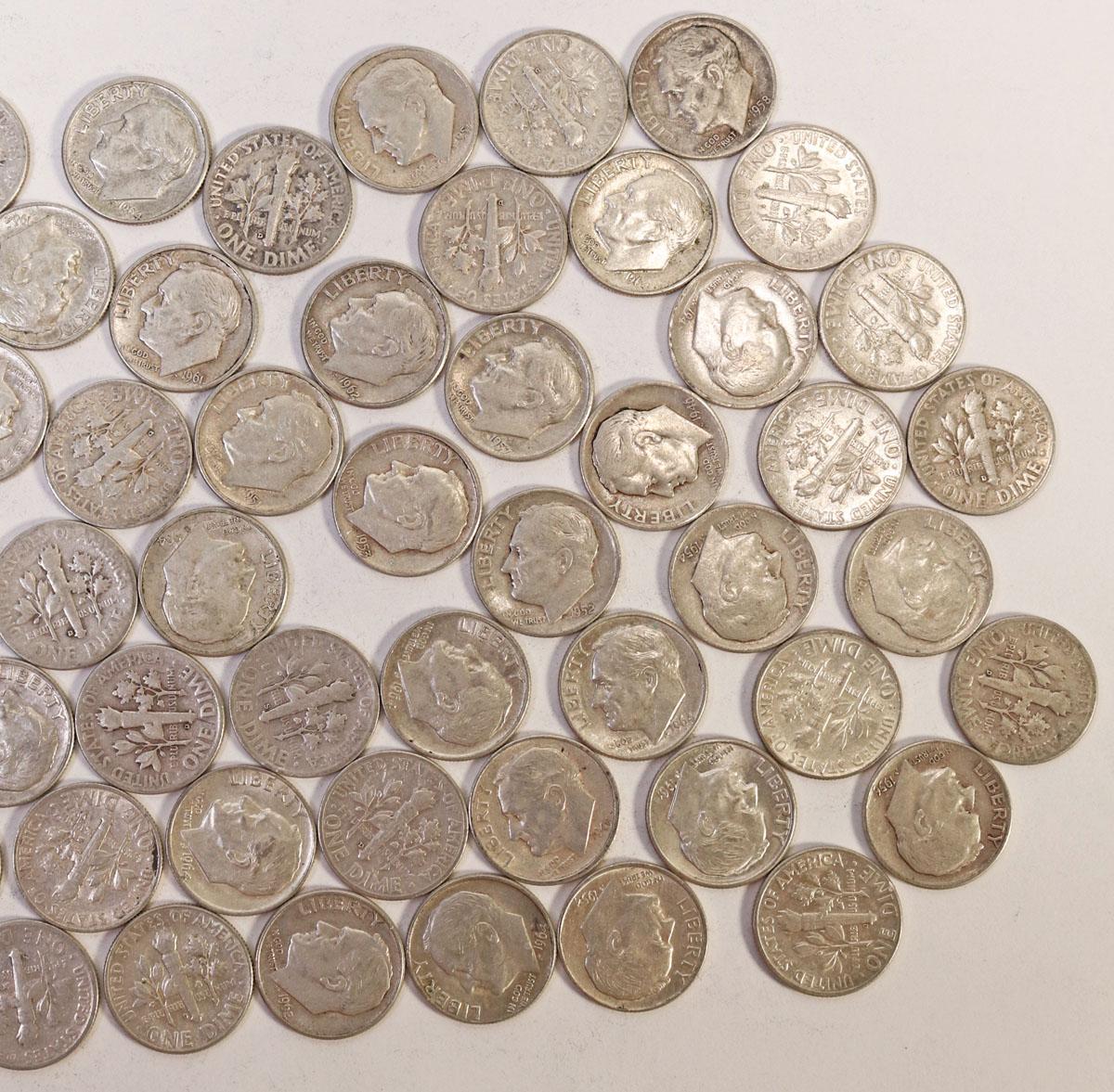 60 Roosevelt Silver Dimes