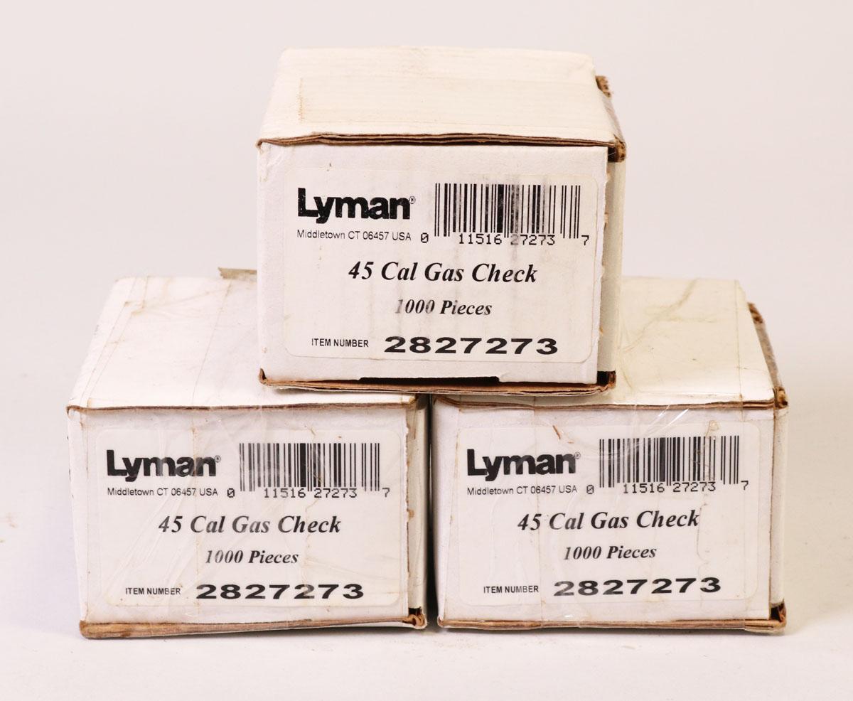 3 Lyman 45 CAL Gas Checks, Qty: 1000 Ea., #2827273