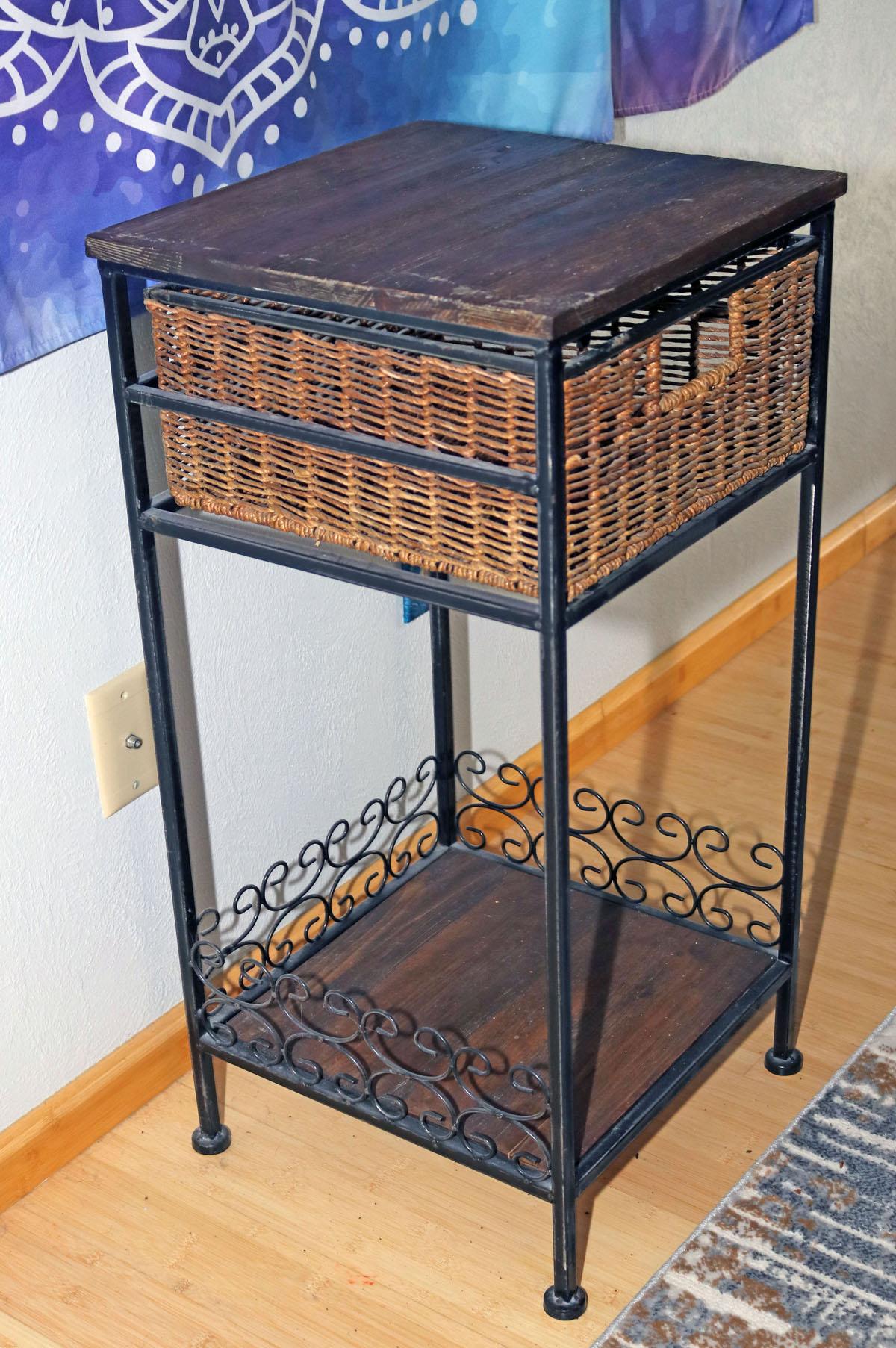 Small Stand - Table w/ Wicker Style Drawer
