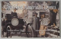 3 Cherished American Silver Dime Sets, Silver Dime Collection Set &