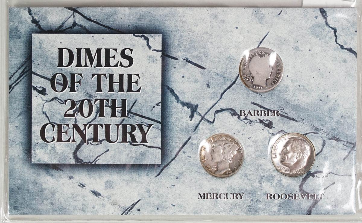 3 Cherished American Silver Dime Sets, Silver Dime Collection Set &