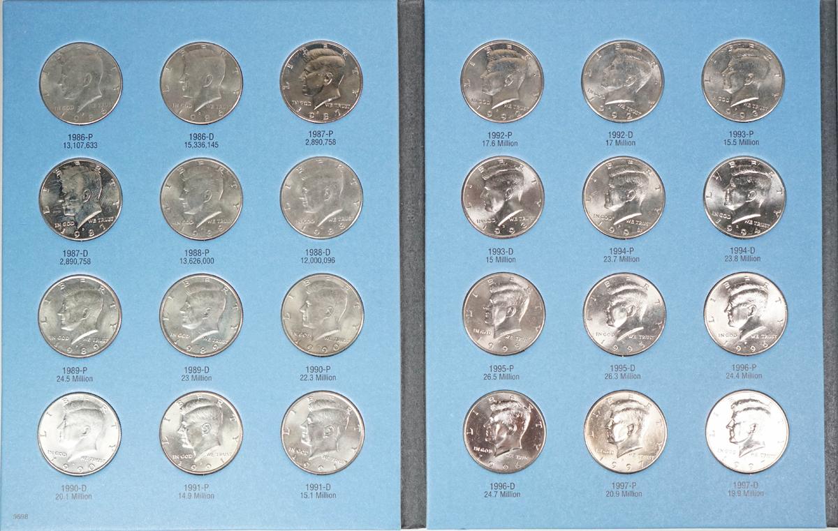 2 Kennedy Half Dollars Whitman Books, 1964-1985 & 1986-2003