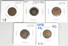 5 - Flying Eagle One Cent; 2-1857 & 3-1858