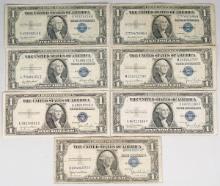 7 $1 Series of 1935 Blue Seal Silver Certificates