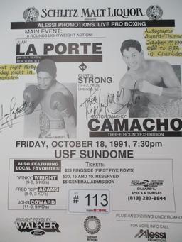 Boxing Poster Signed By Juan Laporte and
