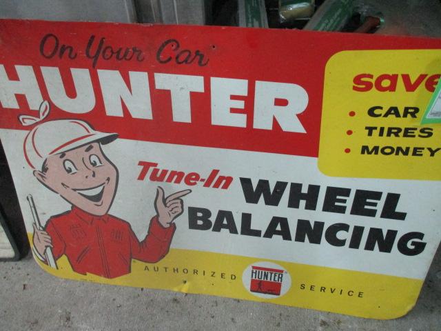 Hunter Wheel Balancing Vintage Metal Sign