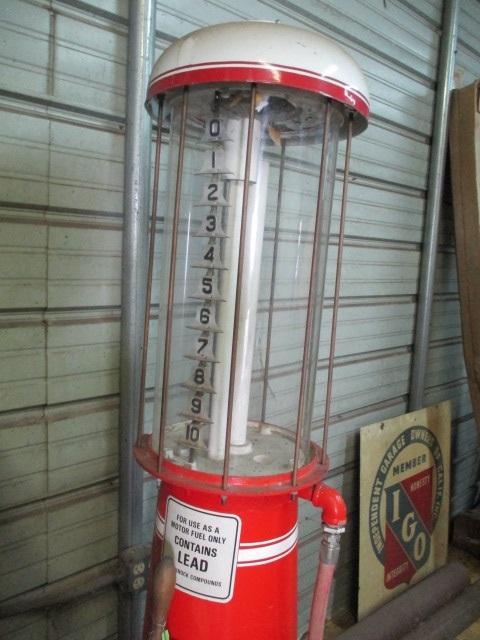 Restored vintage visible gas pump