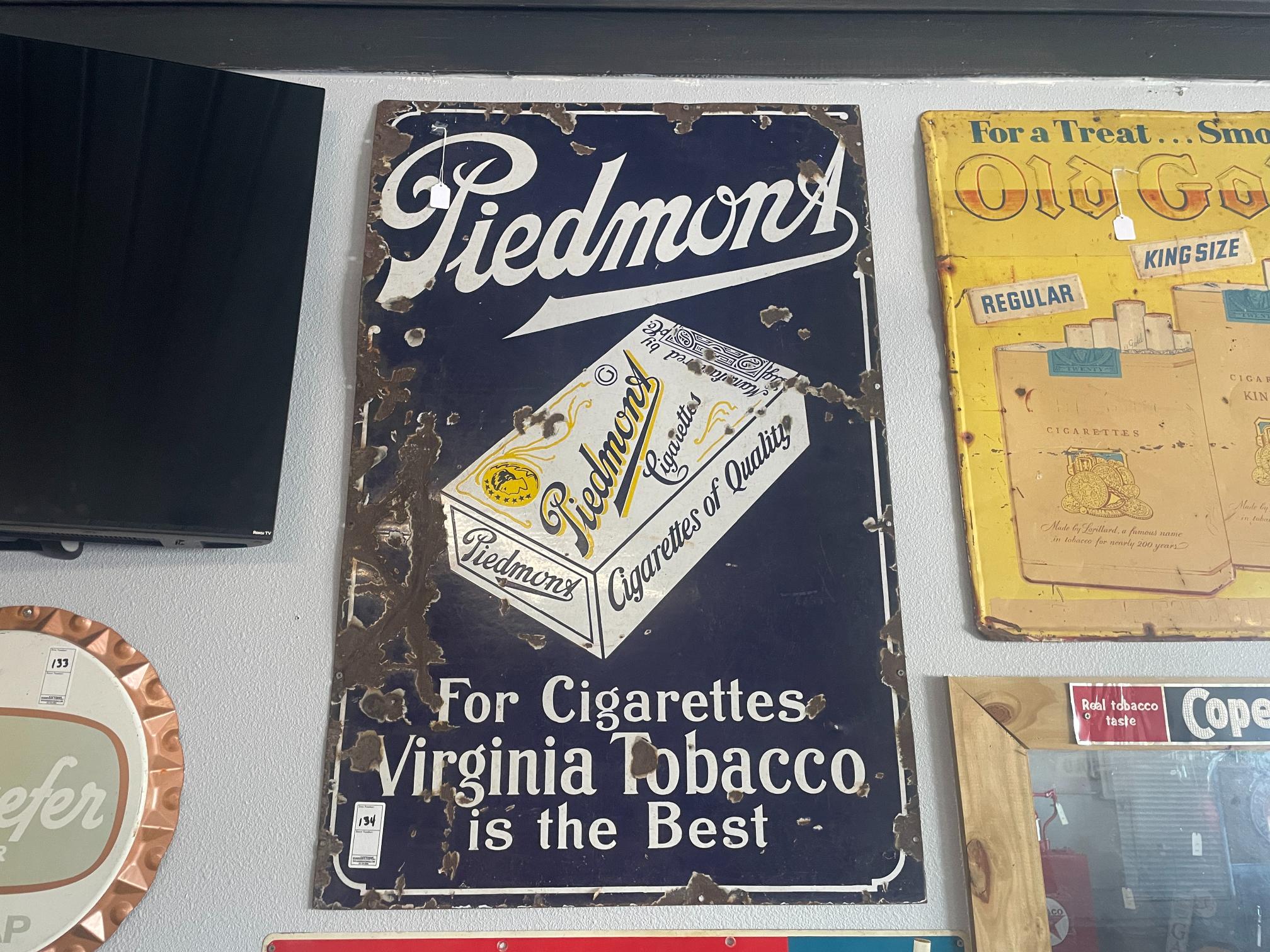 Piedmont Cigarettes Vintage Porcelain Sign