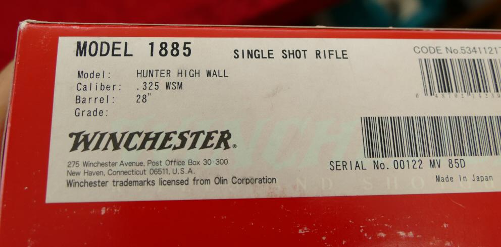 NIB Winchester 1885 325 WSM High Wall Hunter