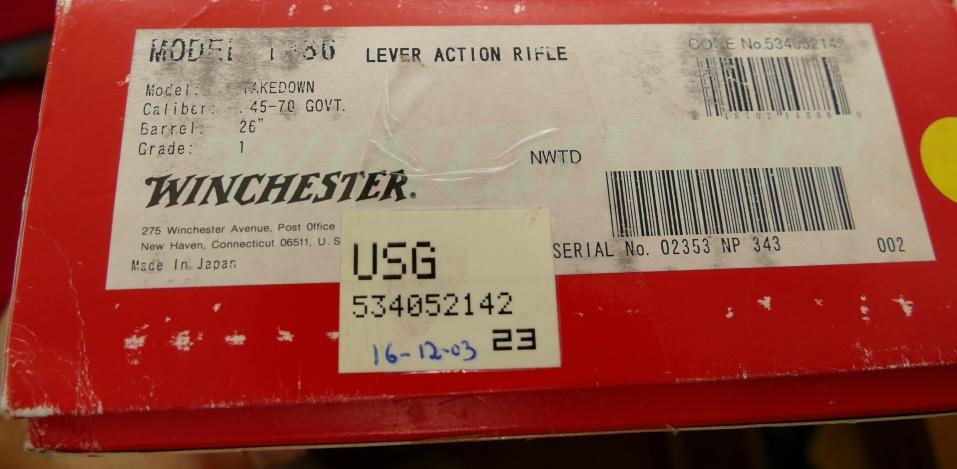 NIB Winchester 1886 45-70 cal Take Down Rifle