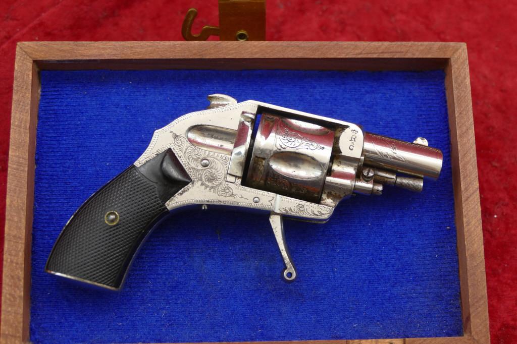 Cased Antique Folding Trigger Cartridge Revolver