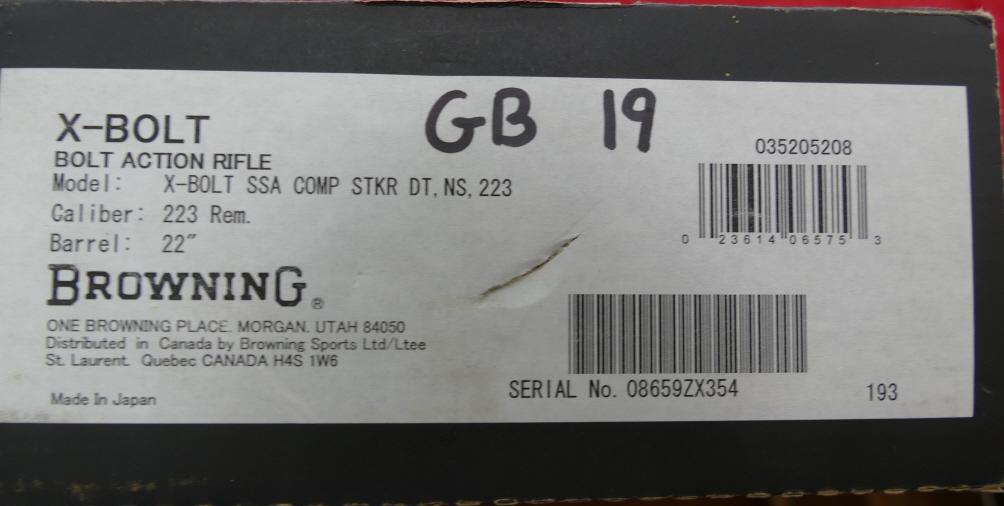 NIB Browning X Bolt 223 cal. Rifle