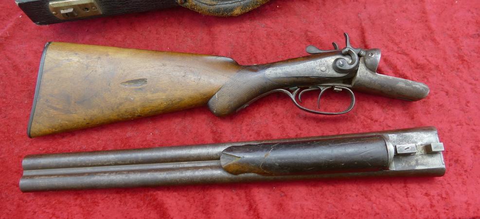 Antique Dbl Bbl Gangster Gun in Trumpet Case