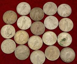 Lot of 20 US Peace Silver Dollars (A)